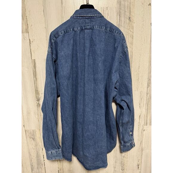 Vintage Ralph Lauren 90s Denim Shirt Mens Size XXL 100% Cotton - Picture 8 of 10